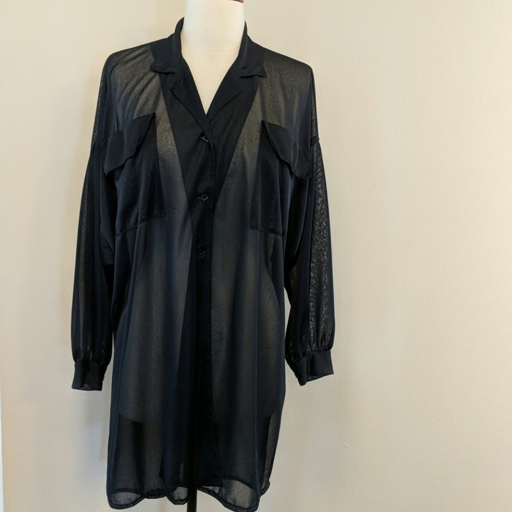 Large oversized black sheer shirt